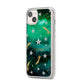 Personalised Green Cloud Stars iPhone 14 Plus Clear Tough Case Starlight Angled Image