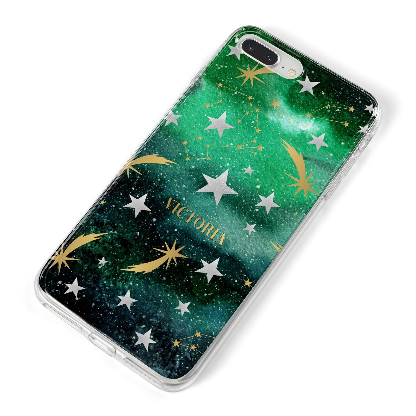 Personalised Green Cloud Stars iPhone 8 Plus Bumper Case on Silver iPhone Alternative Image