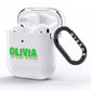 Personalised Green Halloween Slime Text AirPods Clear Case Side Image