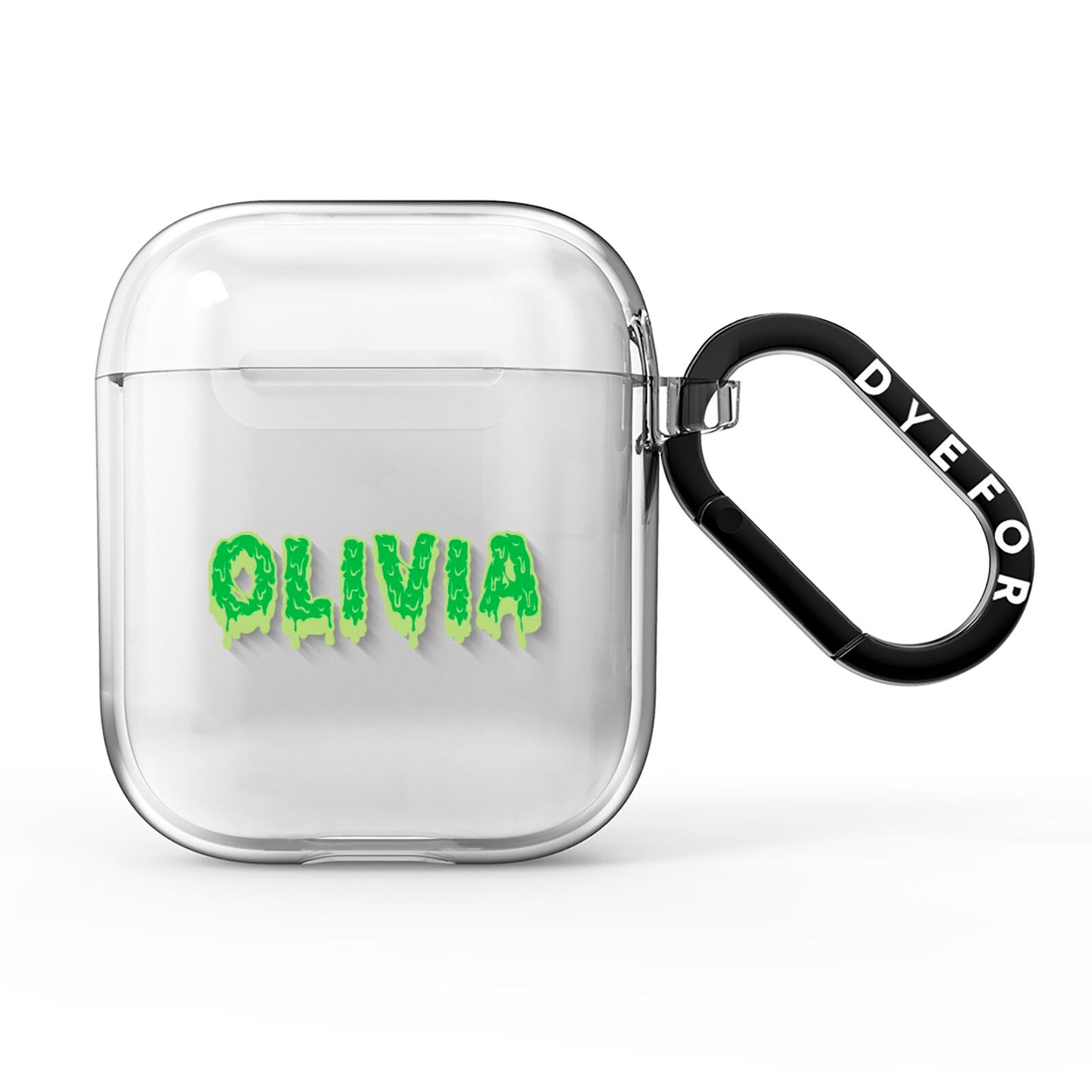 Personalised Green Halloween Slime Text AirPods Clear Case