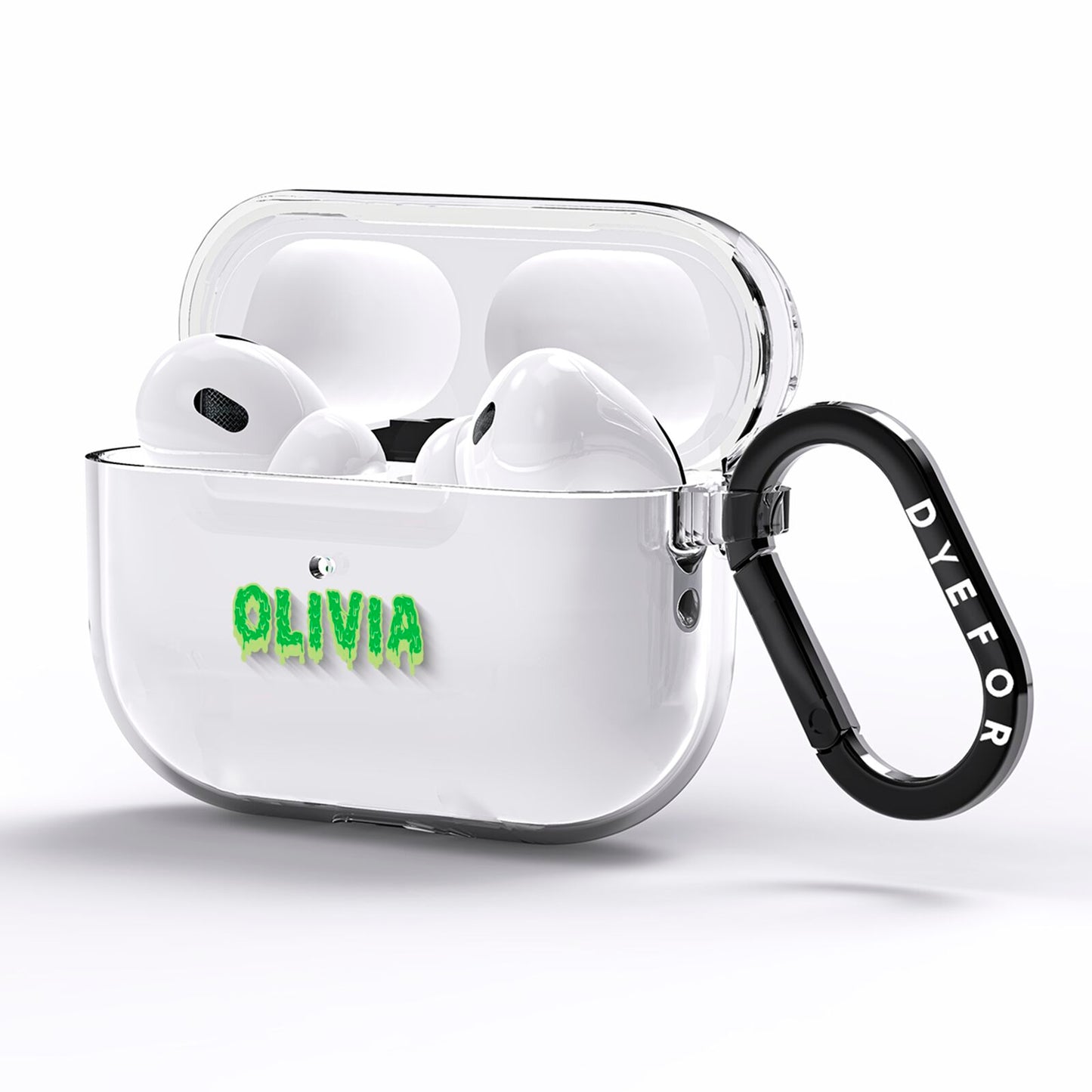 Personalised Green Halloween Slime Text AirPods Pro Clear Case Side Image