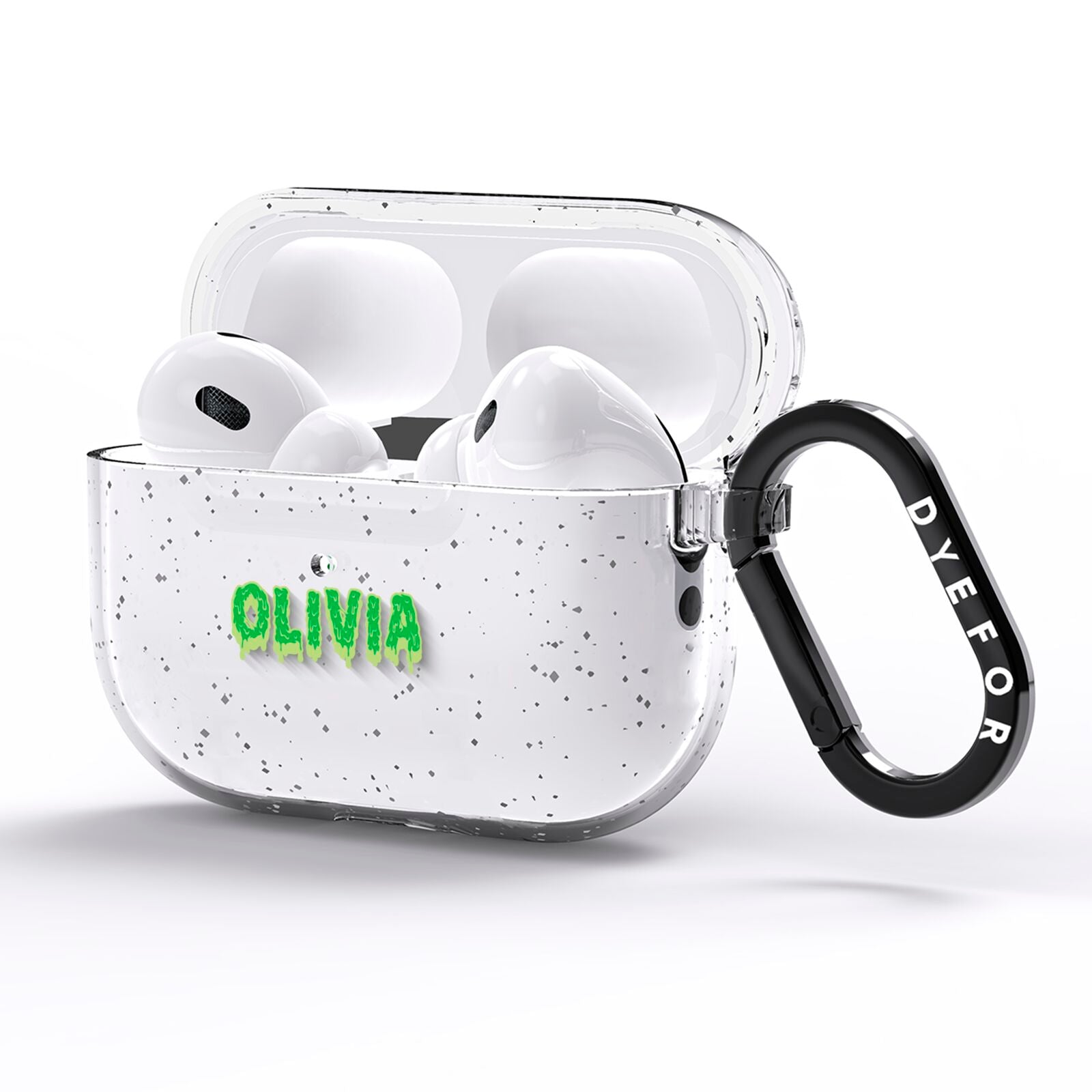 Personalised Green Halloween Slime Text AirPods Pro Glitter Case Side Image