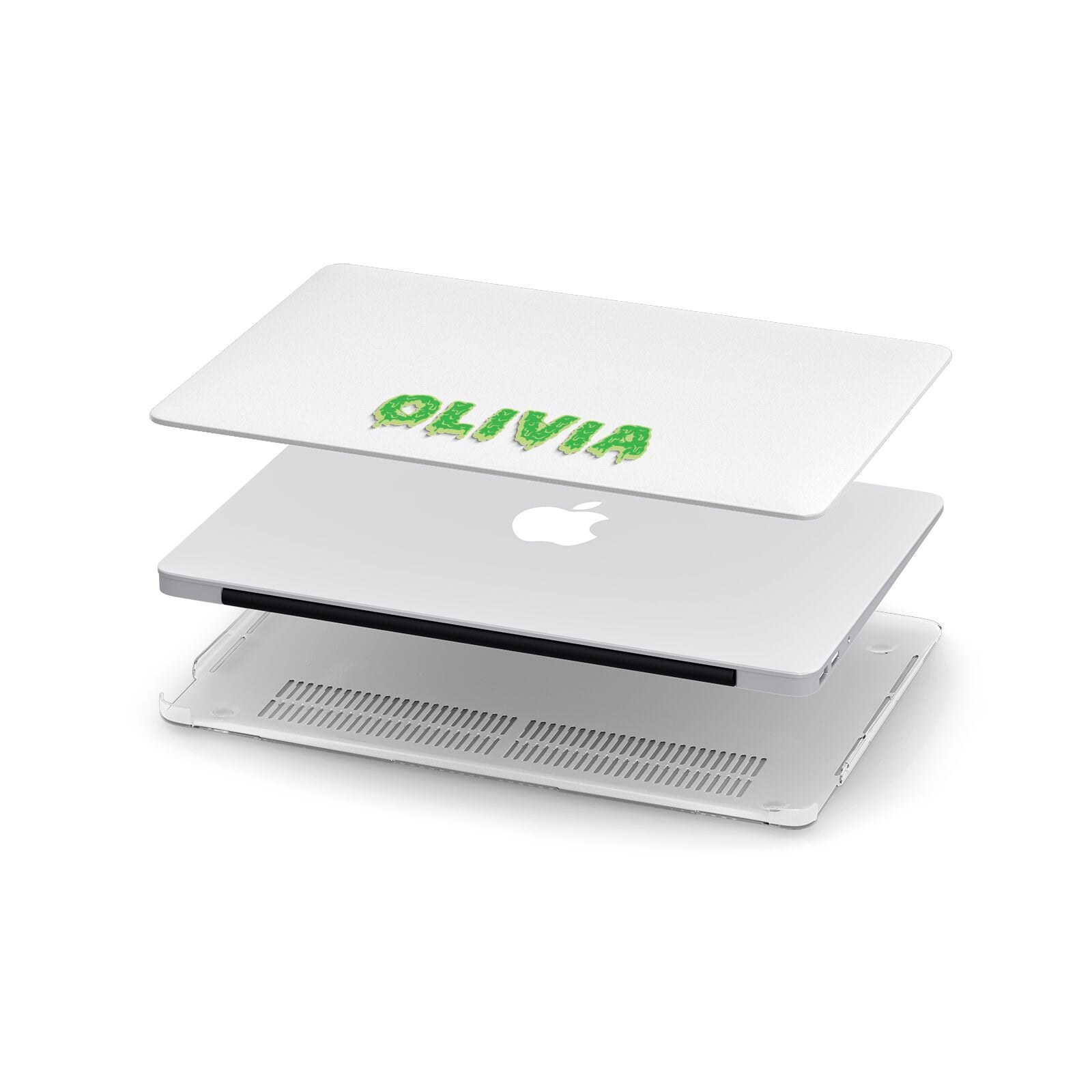 Personalised Green Halloween Slime Text Apple MacBook Case in Detail