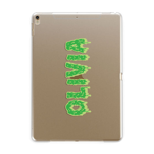 Personalised Green Halloween Slime Text Apple iPad Gold Case