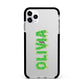 Personalised Green Halloween Slime Text Apple iPhone 11 Pro Max in Silver with Black Impact Case