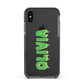 Personalised Green Halloween Slime Text Apple iPhone Xs Impact Case Black Edge on Black Phone