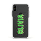 Personalised Green Halloween Slime Text Apple iPhone Xs Impact Case White Edge on Black Phone