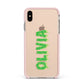 Personalised Green Halloween Slime Text Apple iPhone Xs Max Impact Case Pink Edge on Gold Phone