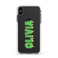 Personalised Green Halloween Slime Text Apple iPhone Xs Max Impact Case White Edge on Black Phone