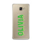 Personalised Green Halloween Slime Text Samsung Galaxy A3 2016 Case on gold phone
