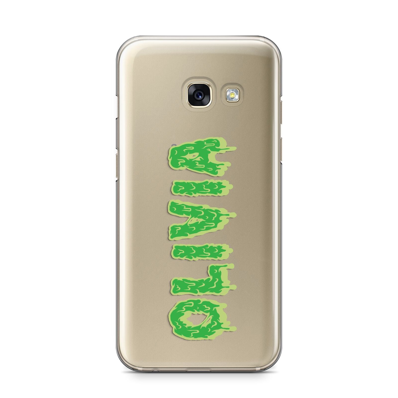 Personalised Green Halloween Slime Text Samsung Galaxy A3 2017 Case on gold phone