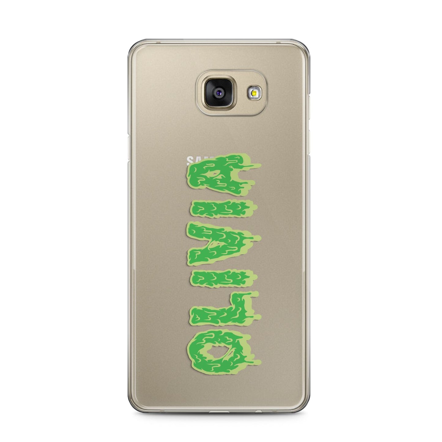 Personalised Green Halloween Slime Text Samsung Galaxy A5 2016 Case on gold phone