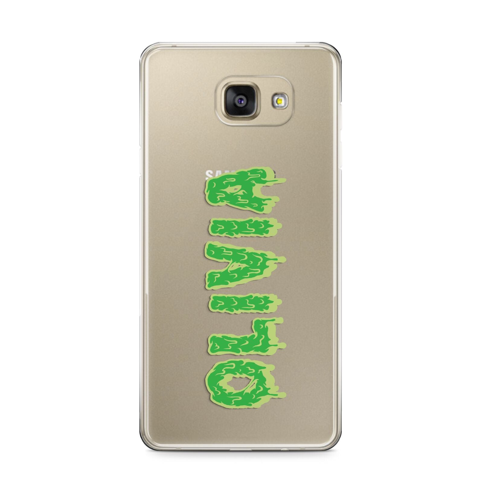 Personalised Green Halloween Slime Text Samsung Galaxy A9 2016 Case on gold phone