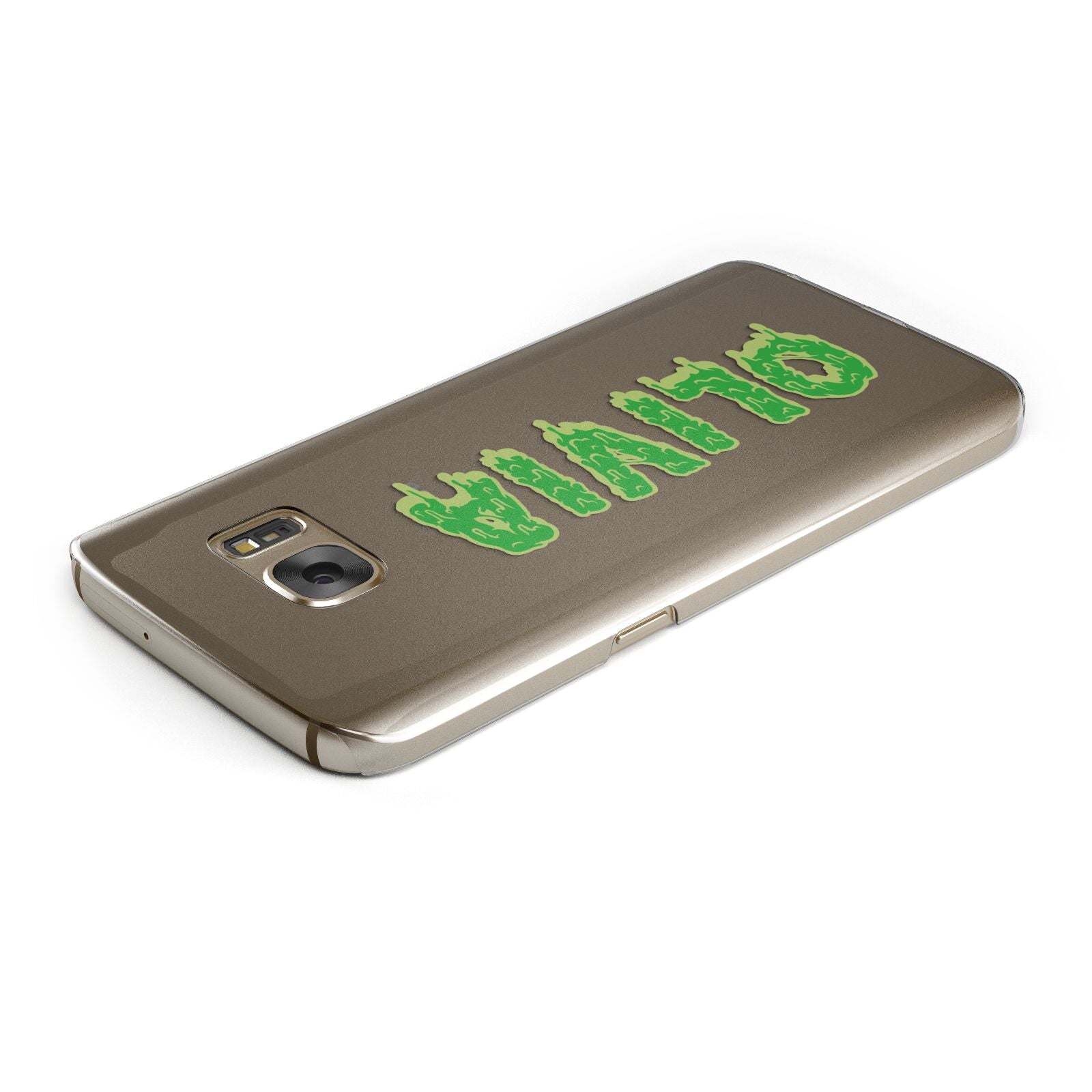 Personalised Green Halloween Slime Text Samsung Galaxy Case Top Cutout