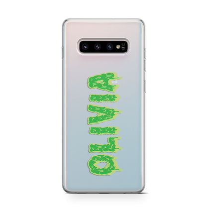 Personalised Green Halloween Slime Text Samsung Galaxy S10 Case