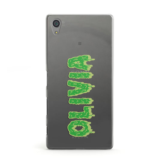 Personalised Green Halloween Slime Text Sony Xperia Case