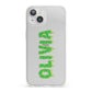 Personalised Green Halloween Slime Text iPhone 13 Clear Bumper Case