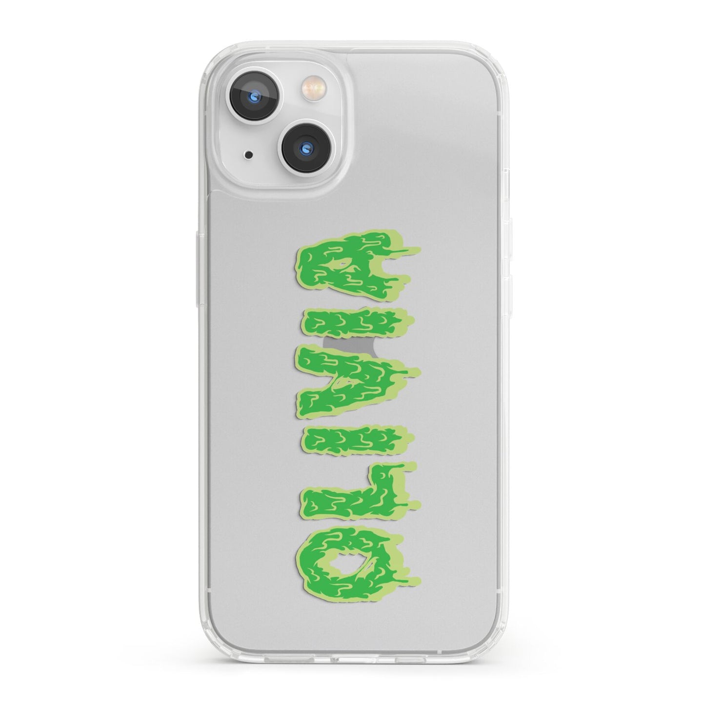Personalised Green Halloween Slime Text iPhone 13 Clear Bumper Case