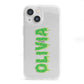 Personalised Green Halloween Slime Text iPhone 13 Mini Clear Bumper Case