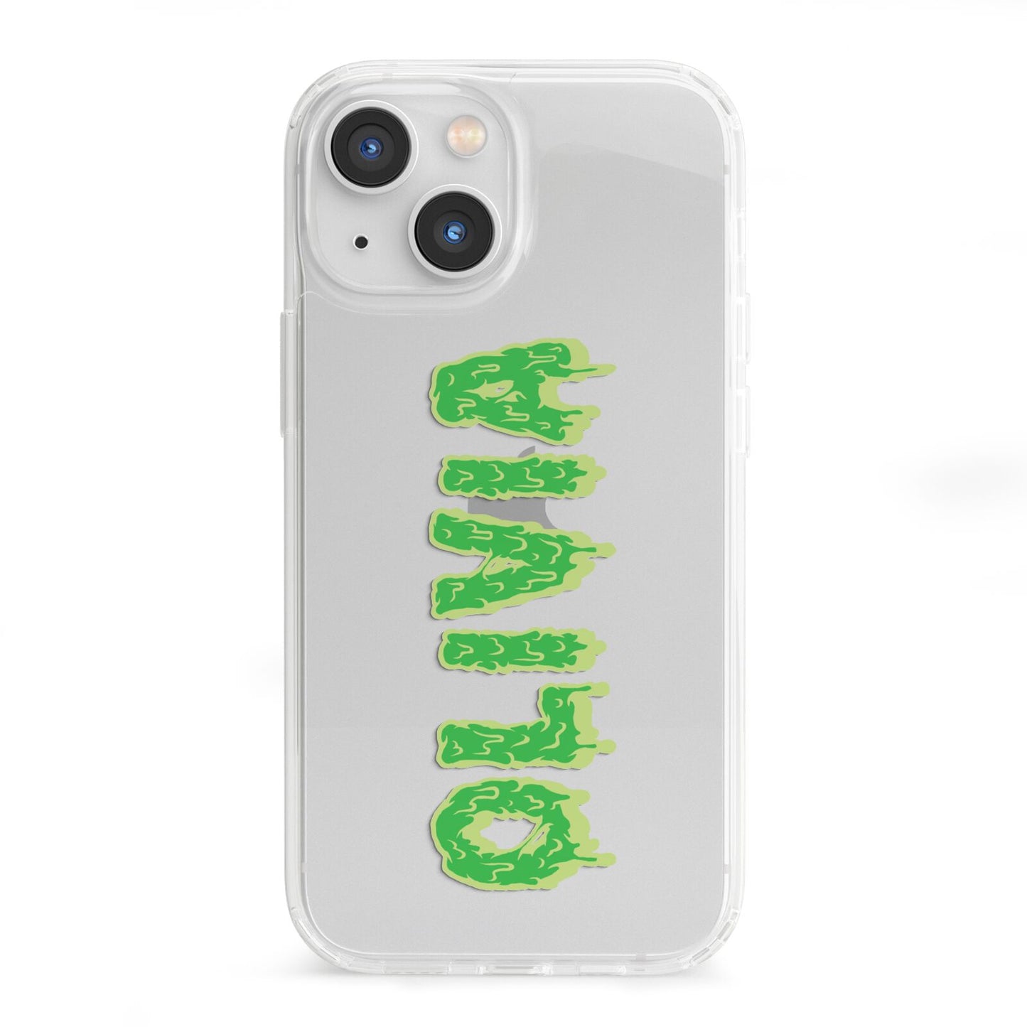 Personalised Green Halloween Slime Text iPhone 13 Mini Clear Bumper Case