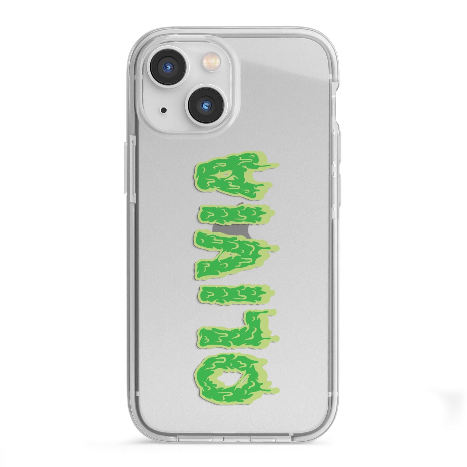Personalised Green Halloween Slime Text iPhone 13 Mini TPU Impact Case with White Edges