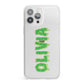 Personalised Green Halloween Slime Text iPhone 13 Pro Max Clear Bumper Case