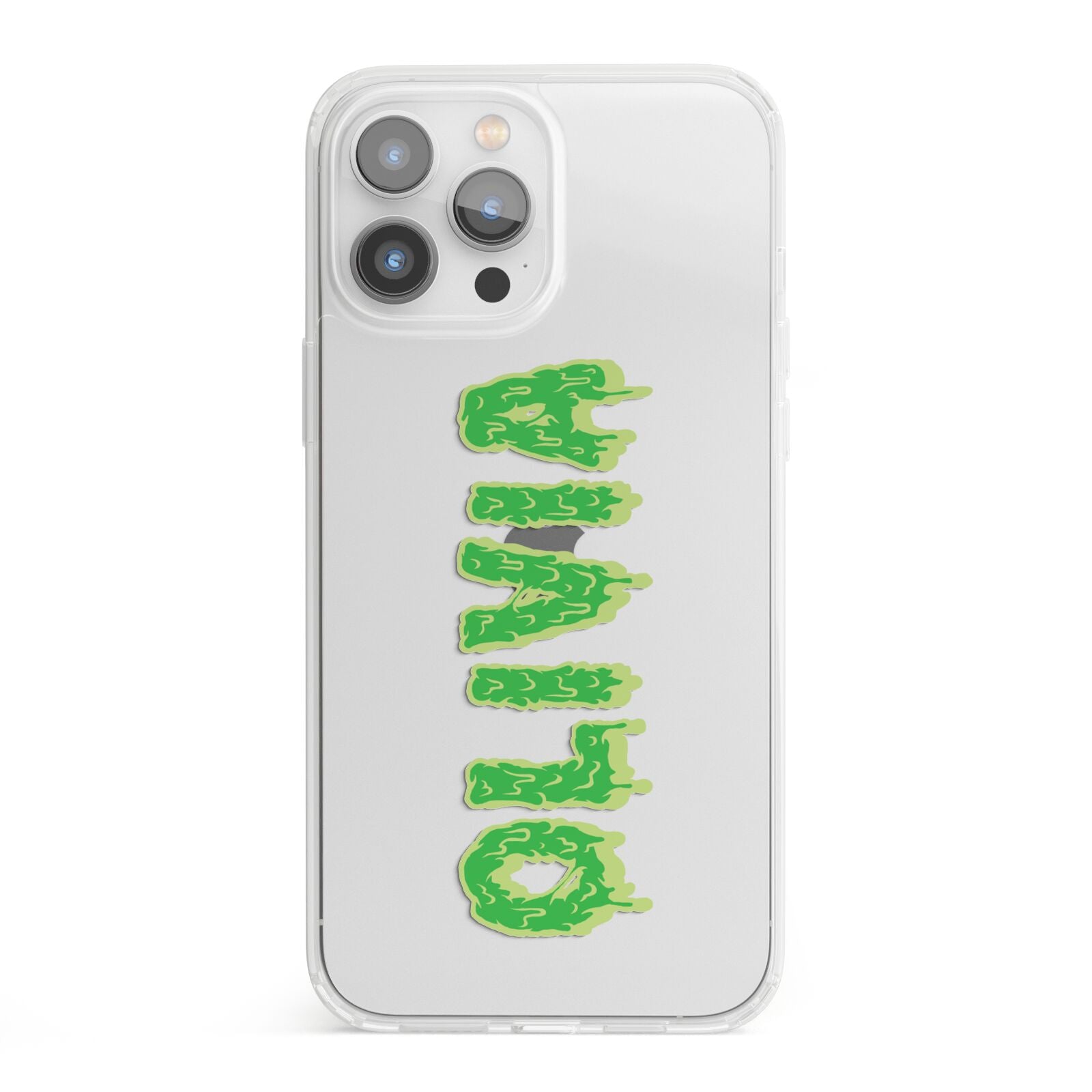 Personalised Green Halloween Slime Text iPhone 13 Pro Max Clear Bumper Case