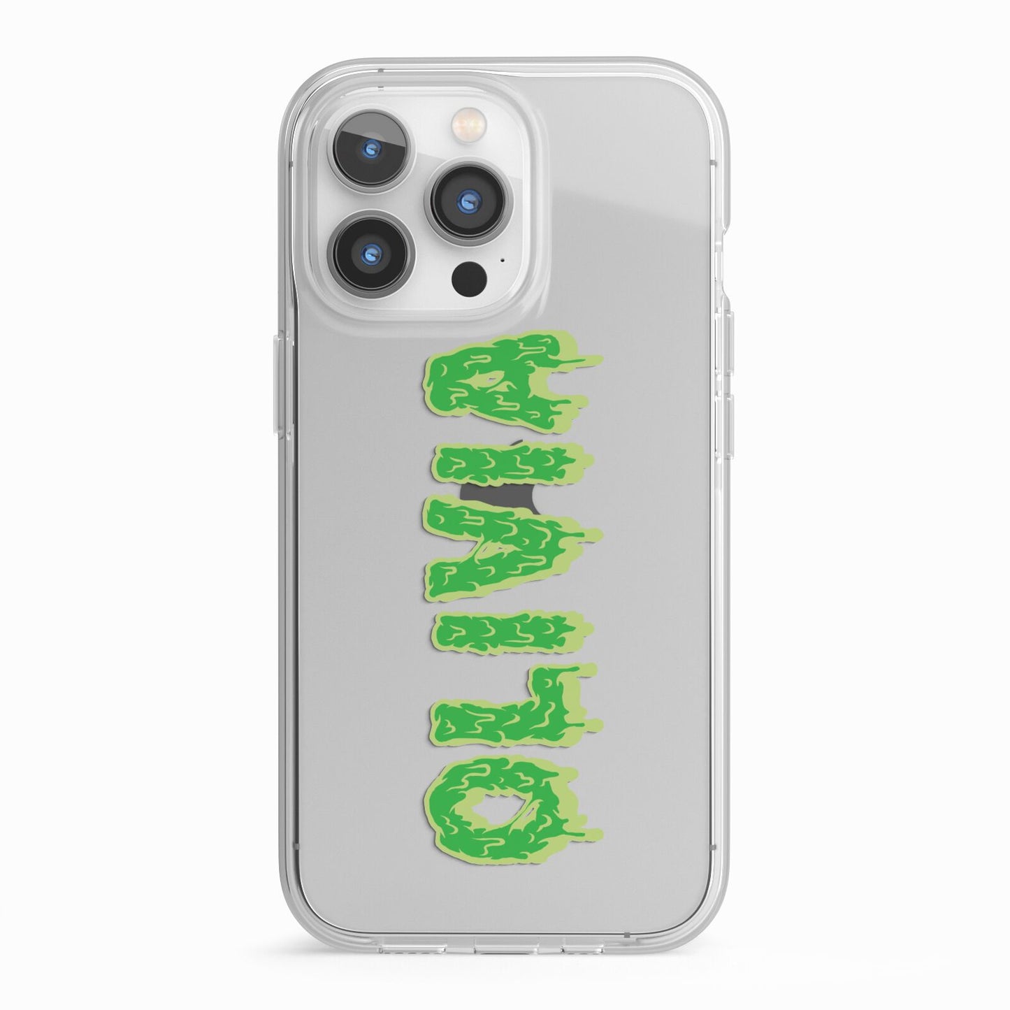 Personalised Green Halloween Slime Text iPhone 13 Pro TPU Impact Case with White Edges