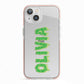 Personalised Green Halloween Slime Text iPhone 13 TPU Impact Case with Pink Edges