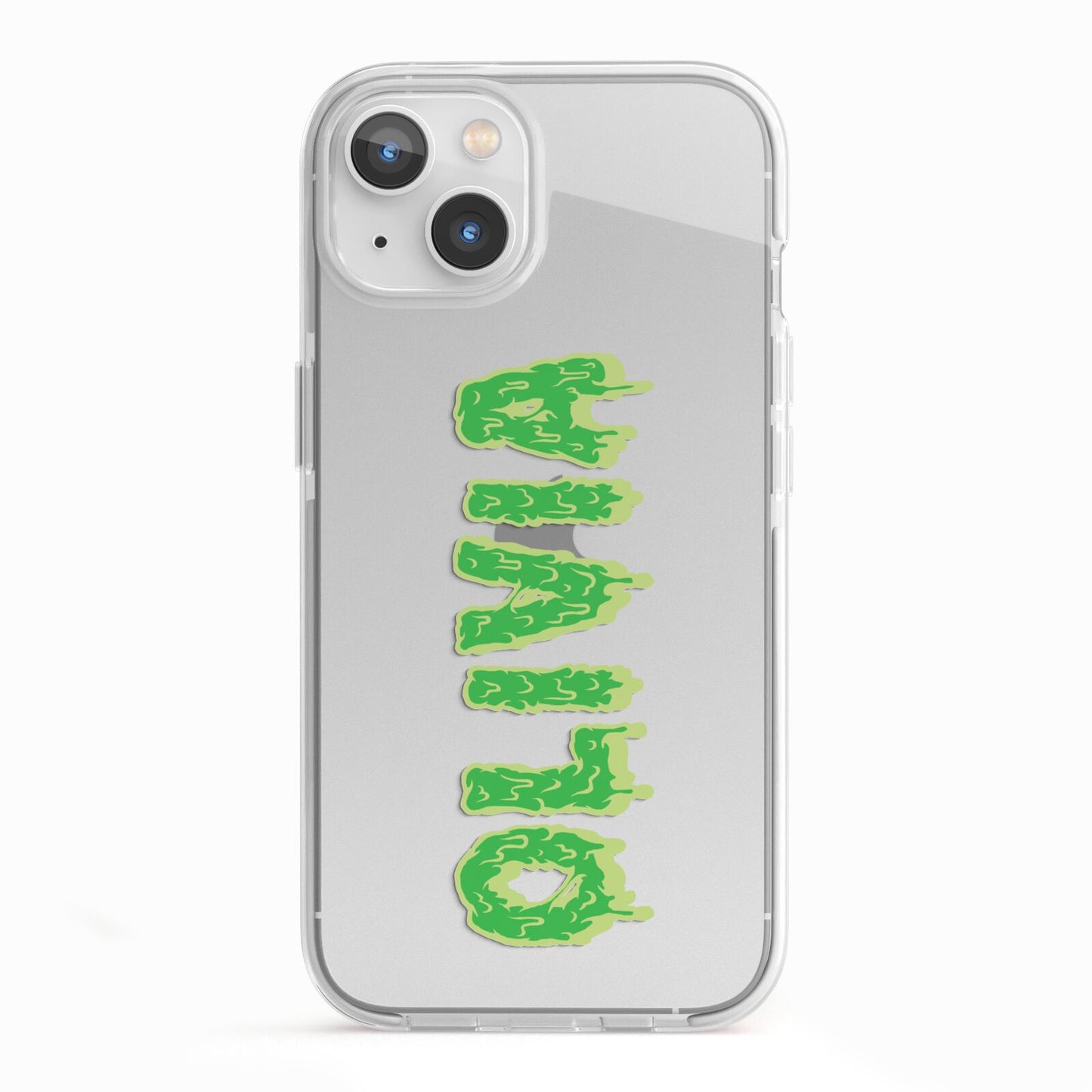 Personalised Green Halloween Slime Text iPhone 13 TPU Impact Case with White Edges