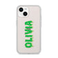 Personalised Green Halloween Slime Text iPhone 14 Clear Tough Case Starlight