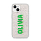 Personalised Green Halloween Slime Text iPhone 14 Glitter Tough Case Starlight