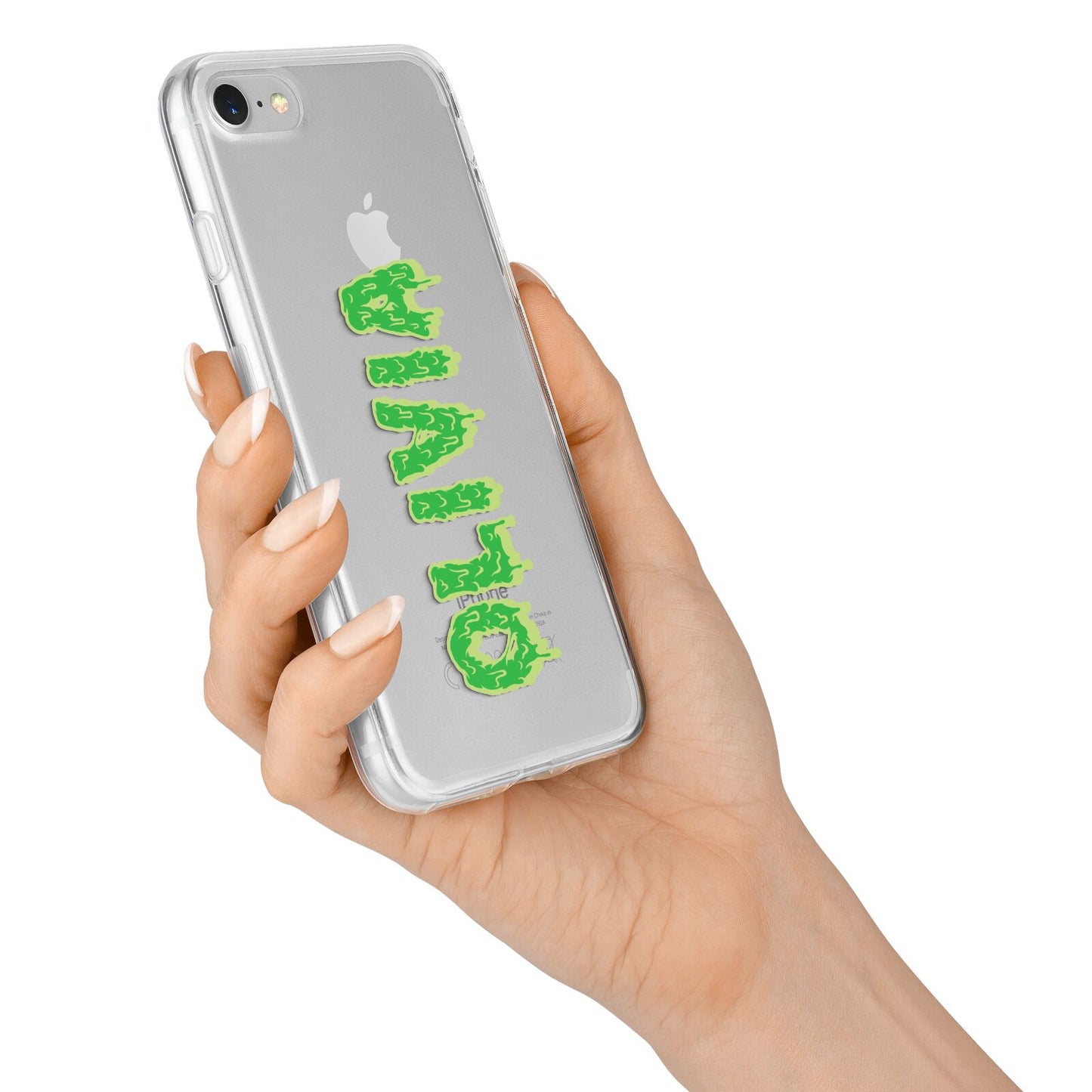 Personalised Green Halloween Slime Text iPhone 7 Bumper Case on Silver iPhone Alternative Image