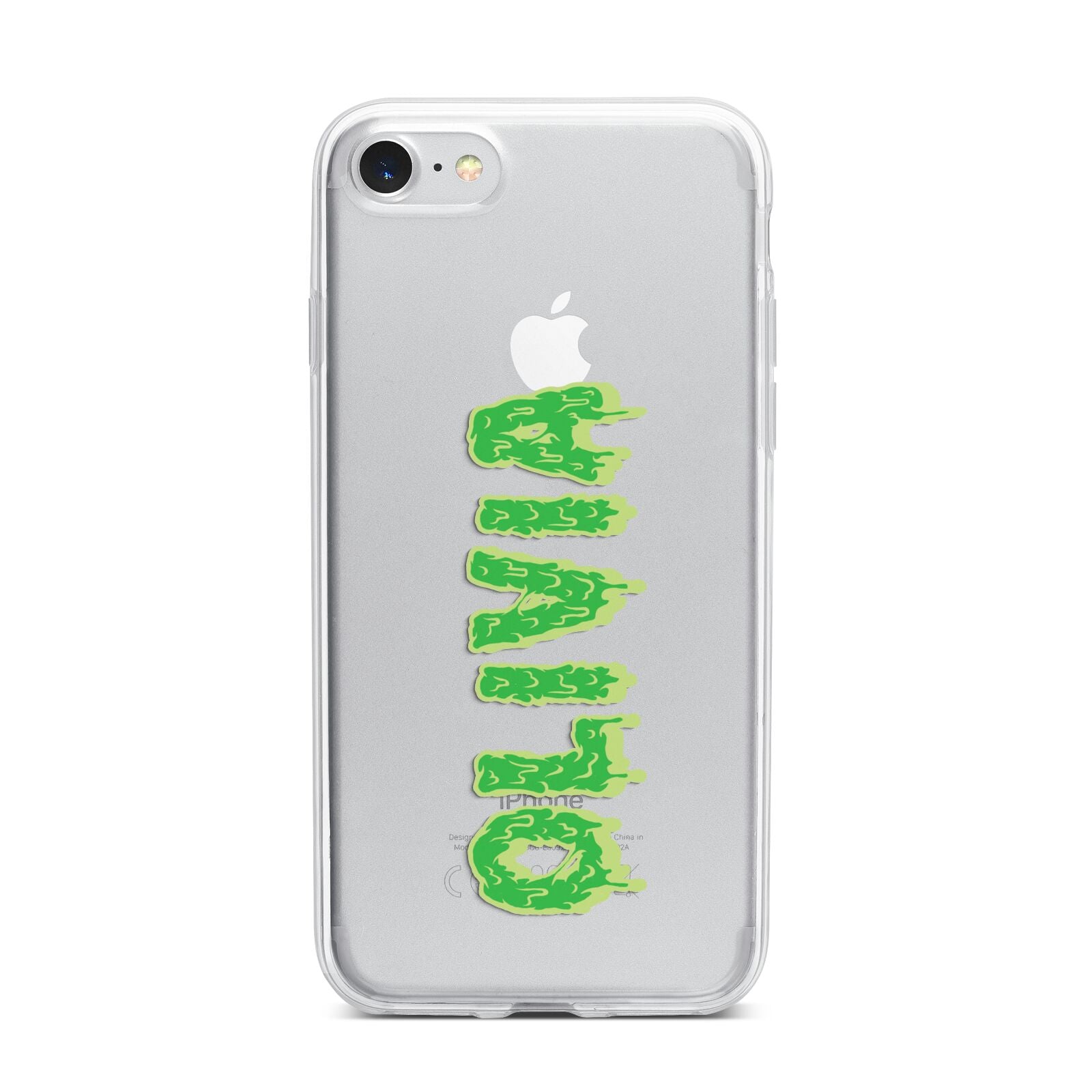 Personalised Green Halloween Slime Text iPhone 7 Bumper Case on Silver iPhone