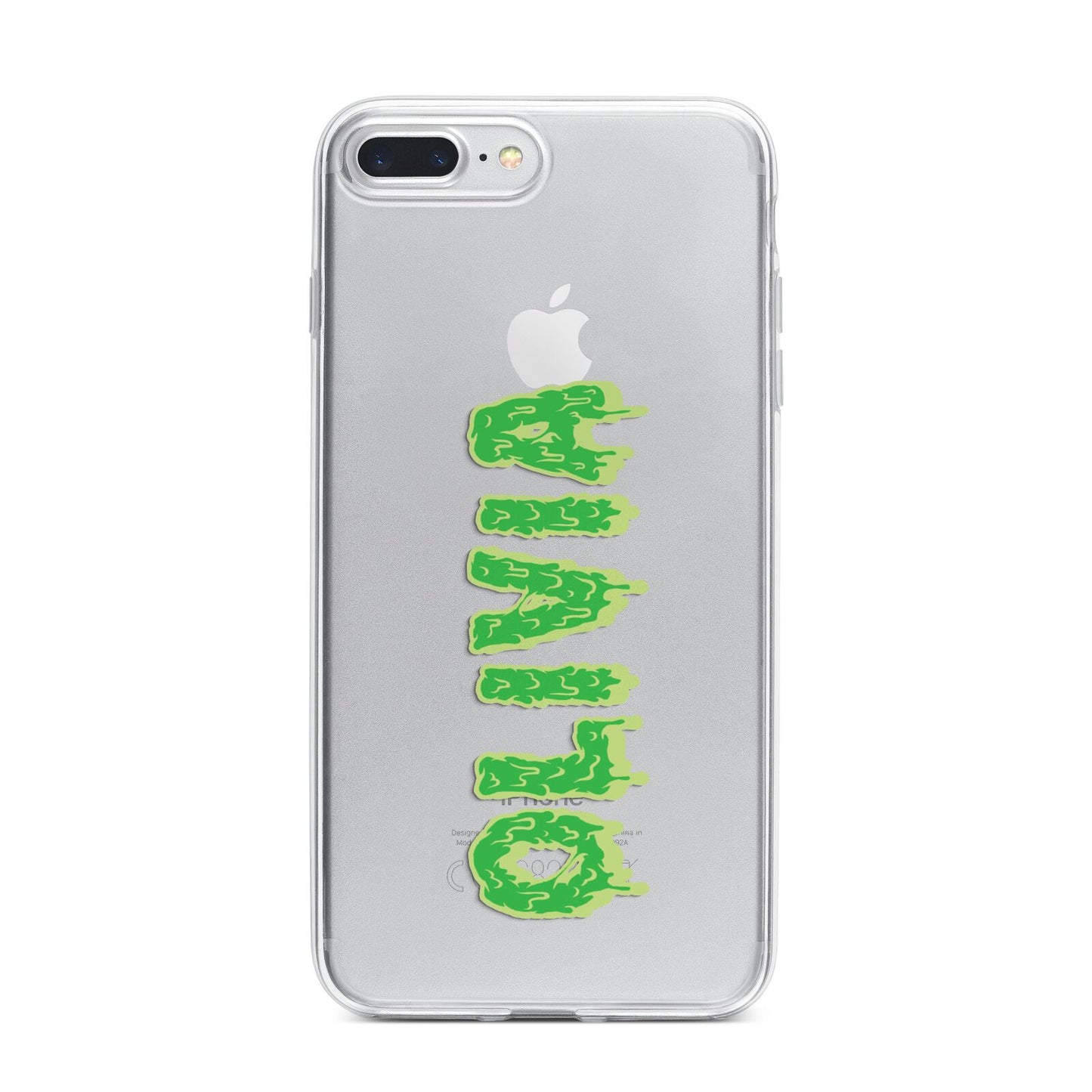 Personalised Green Halloween Slime Text iPhone 7 Plus Bumper Case on Silver iPhone