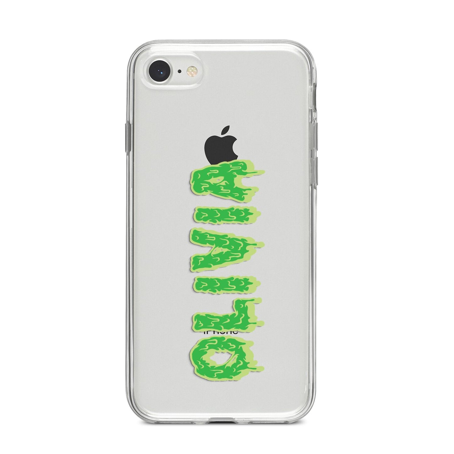 Personalised Green Halloween Slime Text iPhone 8 Bumper Case on Silver iPhone