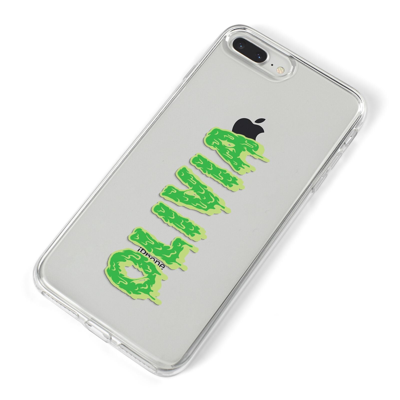 Personalised Green Halloween Slime Text iPhone 8 Plus Bumper Case on Silver iPhone Alternative Image