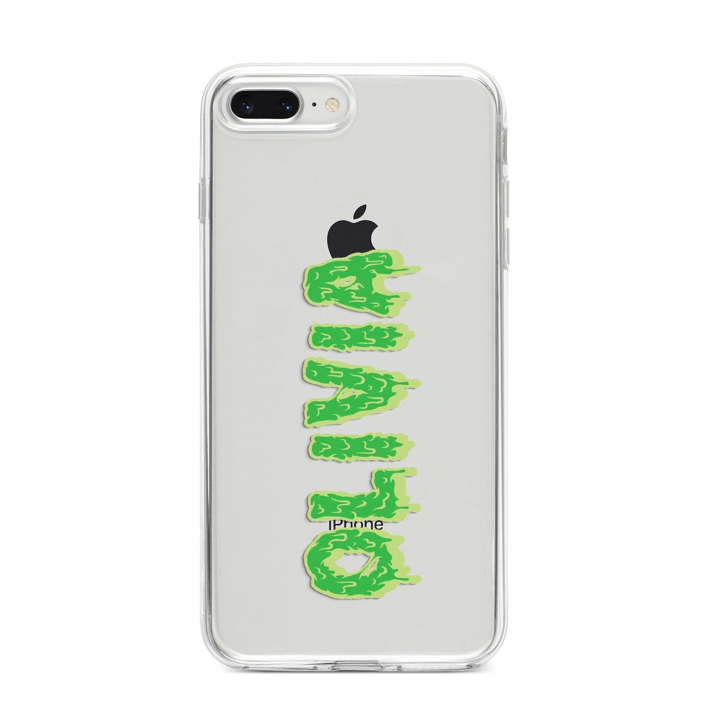 Personalised Green Halloween Slime Text iPhone 8 Plus Bumper Case on Silver iPhone