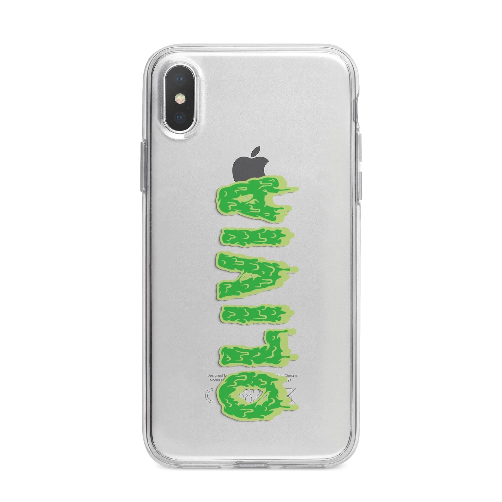 Personalised Green Halloween Slime Text iPhone X Bumper Case on Silver iPhone Alternative Image 1