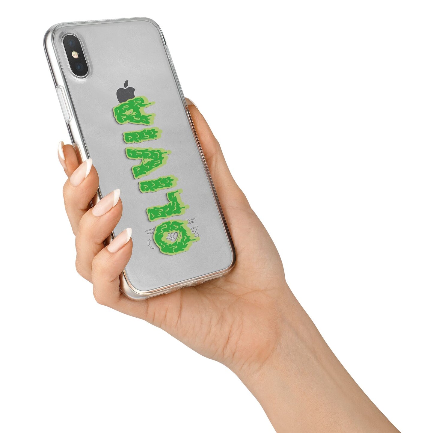 Personalised Green Halloween Slime Text iPhone X Bumper Case on Silver iPhone Alternative Image 2