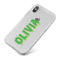 Personalised Green Halloween Slime Text iPhone X Bumper Case on Silver iPhone