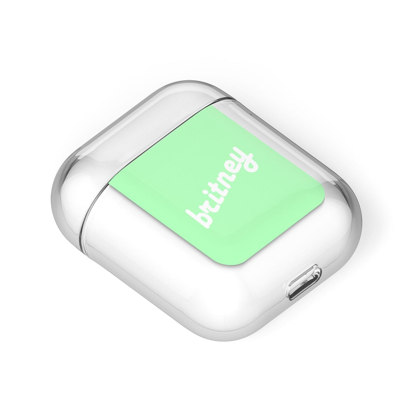 Personalised Green Name AirPods Case Laid Flat