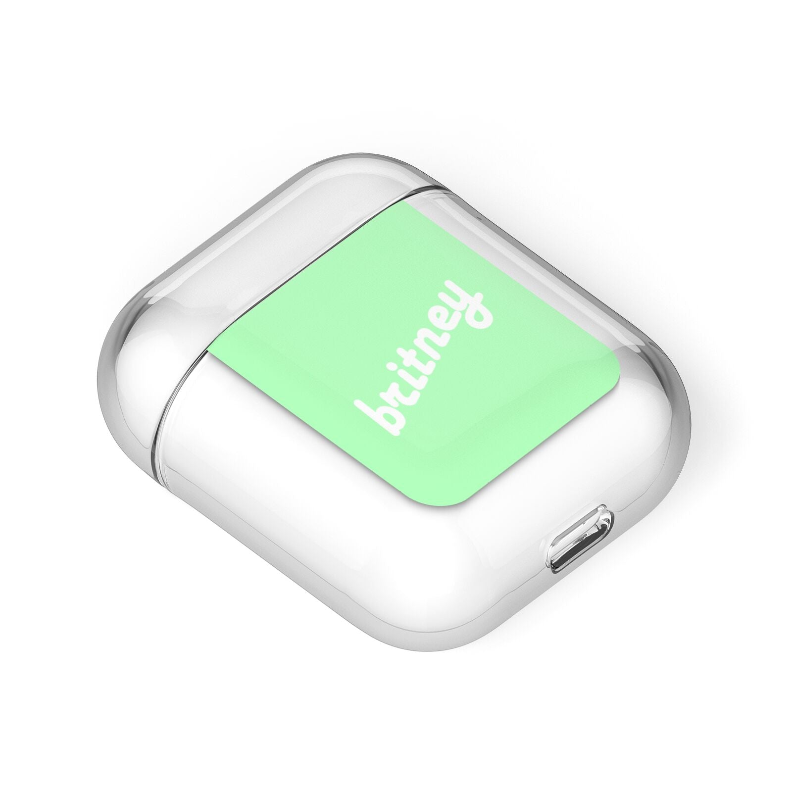 Personalised Green Name AirPods Case Laid Flat