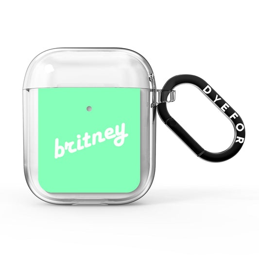 Personalised Green Name AirPods Clear Case