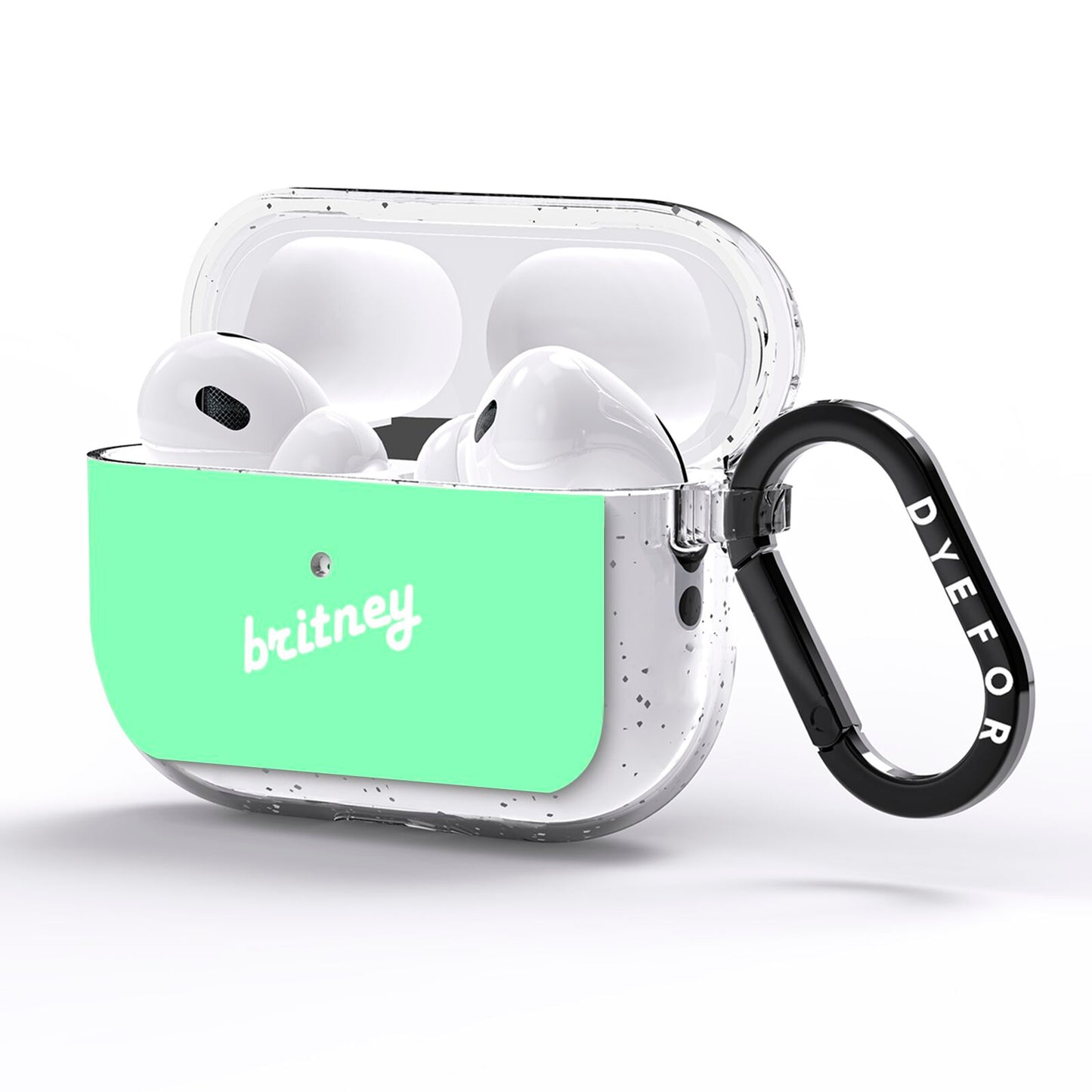 Personalised Green Name AirPods Pro Glitter Case Side Image