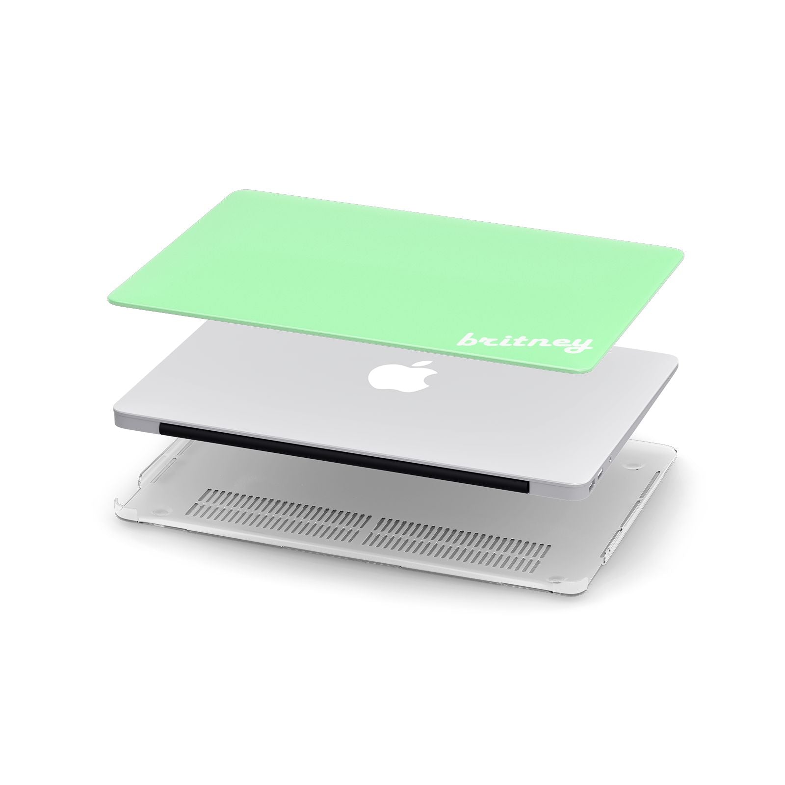 Personalised Green Name Apple MacBook Case in Detail