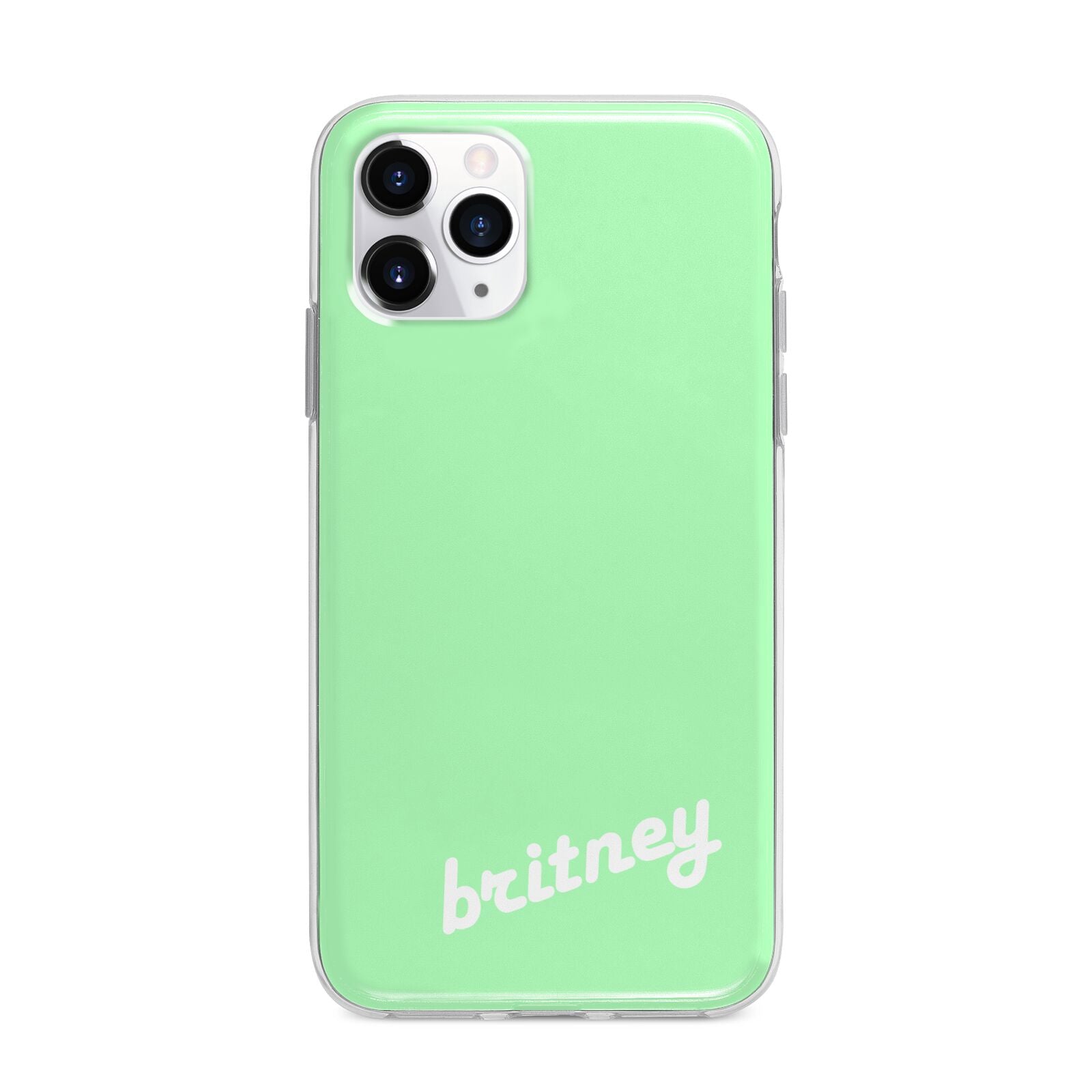 Personalised Green Name Apple iPhone 11 Pro Max in Silver with Bumper Case