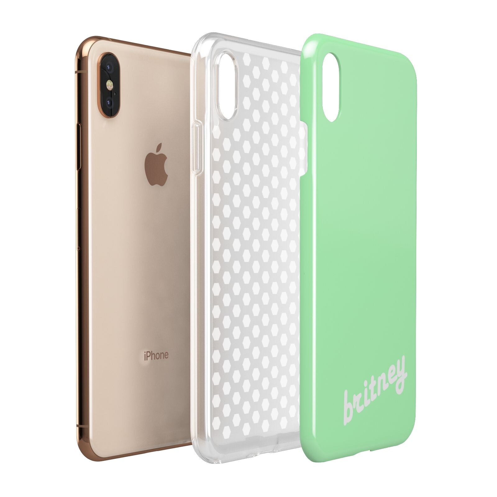 Personalised Green Name Apple iPhone Xs Max 3D Tough Case Expanded View
