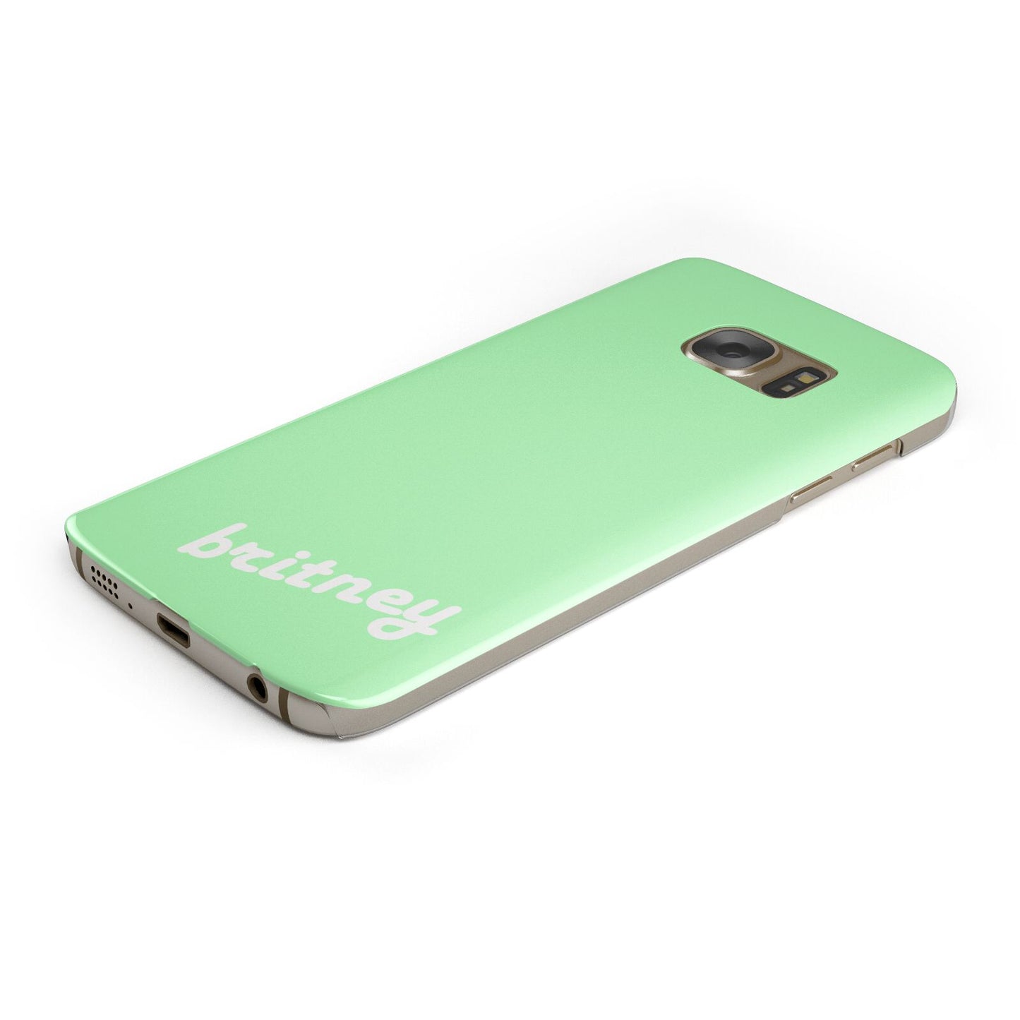 Personalised Green Name Protective Samsung Galaxy Case Angled Image