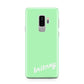 Personalised Green Name Samsung Galaxy S9 Plus Case on Silver phone